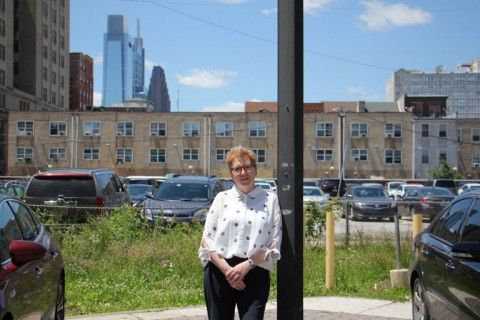 Jessica Hilburn-Holmes stands at EJC site