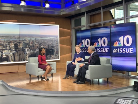 Judge Lewis and Jessica Hilburn-Holmes being interviewed on NBC10's @Issue